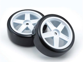 1:10 Kyosho Fazer Mk2: Opony do driftu z białymi felgami (2 szt.)