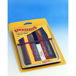 Zestaw Flex-Set – zawiera wszystkie pięć pilników Flex-Pad i szlifierkę ramową Flex-i-File z 8 taśmami ściernymi