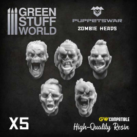 Puppetswar Resin Zombie Heads – żywiczne głowy zombie (5 szt.)