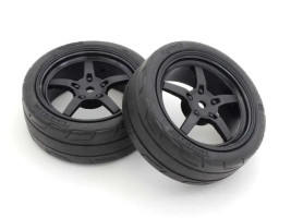 1:10 Kyosho Fazer Mk2: opony TC Medium z czarnymi felgami (2 szt.)