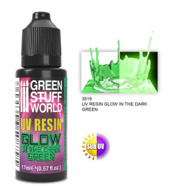 Żywica UV Glow in the Dark Green – świecąca w ciemności malownicza zieleń wodna (17 ml)