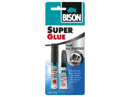 BISON Super Glue All Plastics - klej do wszystkich rodzajów tworzyw sztucznych, w tym PE i PP (3 ml + 2 g)