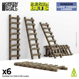 3D Printed Large Wooden Ladders 1:48-1:35 - Duże drewniane drabiny drukowane w technologii 3D (6 szt.)