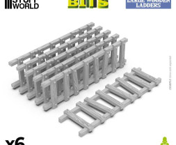 3D Printed Large Wooden Ladders 1:48-1:35 - Duże drewniane drabiny drukowane w technologii 3D (6 szt.)