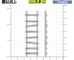 3D Printed Large Wooden Ladders 1:48-1:35 - Duże drewniane drabiny drukowane w technologii 3D (6 szt.)