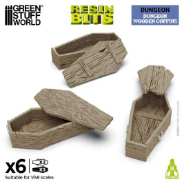 3D Printed Dungeon Wooden Coffins 1:48 - trumny drewniane drukowane w 3D (3 szt.)
