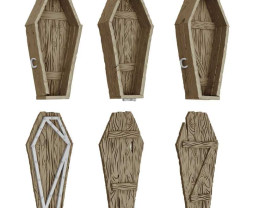 3D Printed Dungeon Wooden Coffins 1:48 - trumny drewniane drukowane w 3D (3 szt.)