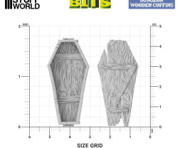 3D Printed Dungeon Wooden Coffins 1:48 - trumny drewniane drukowane w 3D (3 szt.)