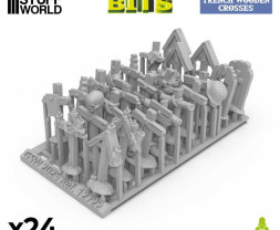 3D Printed Trench Wooden Crosses 1:48-1:35 - Krzyże drewniane drukowane w technologii 3D (24 szt.)