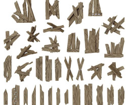 3D Printed Set Broken Wood Planks – uszkodzone deski drewniane drukowane w technologii 3D (35 szt.)