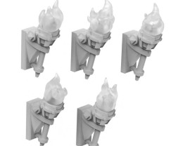 3D Printed Set Wall Torches for 3mm LEDs – Zestaw latarek ściennych do druku 3D na diody LED 3 mm (5 szt.)