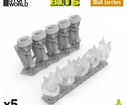 3D Printed Set Wall Torches for 3mm LEDs – Zestaw latarek ściennych do druku 3D na diody LED 3 mm (5 szt.)