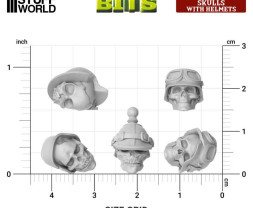3D Printed Set Skulls with Helmets – czaszki z hełmami drukowane w technologii 3D (40 szt.)