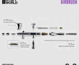 Dvojčinná stříkací airbrush pistole Gaahleri Premium GHPM-Mobius s tryskou 0,2 mm