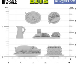 3D Printed Set Banquet Food – świąteczny stół 3D (20 szt.)