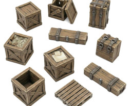 3D Printed Set Wooden Food Crates – drewniane skrzynki transportowe drukowane w technologii 3D (14 szt.)