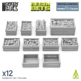 3D Printed Set Wooden Food Crates – skrzynki na żywność z drewna, drukowane w technologii 3D (12 szt.)