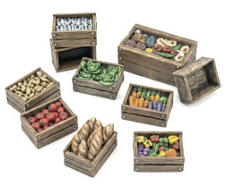 3D Printed Set Wooden Food Crates – skrzynki na żywność z drewna, drukowane w technologii 3D (12 szt.)