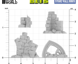3D Printed Set Stone Wall Ruins – ruiny muru kamiennego drukowane w technologii 3D (15 szt.)