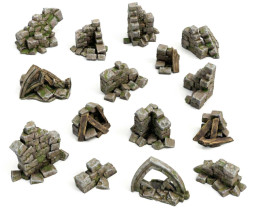 3D Printed Set Stone Wall Ruins – ruiny muru kamiennego drukowane w technologii 3D (15 szt.)