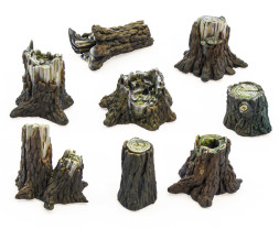 3D Printed Set Medium Tree Stumps – średnie pnie drzew drukowane w technologii 3D (8 szt.)