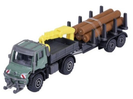 Majorette Maszyny rolnicze metalowe - MB Unimog U530 z transporterem drewna