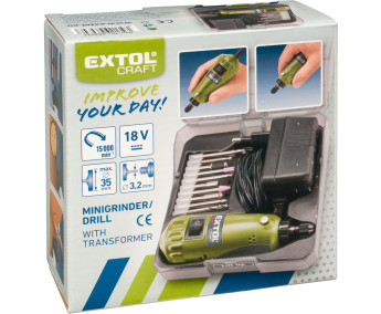 Extol Craft - Mini wiertarko-szlifierka z transformatorem w walizce